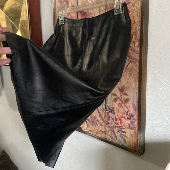 WILSON LEATHER SKIRT PELLE STUDIO BODYCON BLACK LEATHER SKIRT MIDI SKIRT 4 VTG - Picture 12 of 14